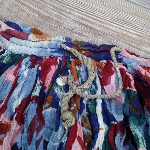 Flowy Lightweight Printed Pattern Drawstring Skirt - Picture 12 of 16